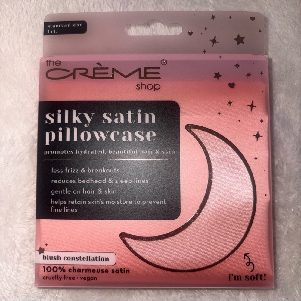 The Creme Shop Silky Satin Pillowcase In Rose Gold Standard Size- 1 Ct NWT